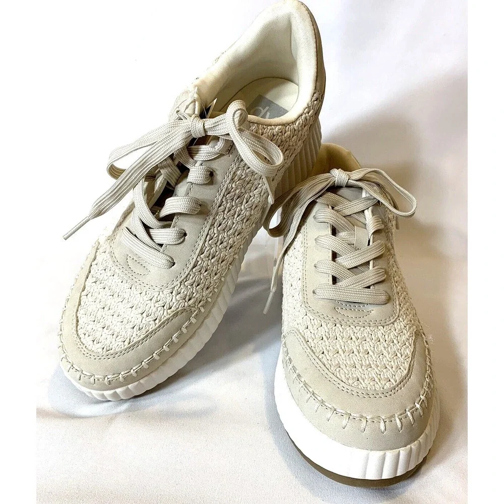 NEW Dolce Vita DV Sneaker Womens 9.5 Platform Natural‎ Ivory Fredi Knit